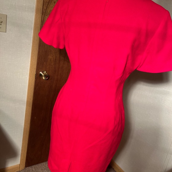 Lord & Taylor Red Short Sleeve Mini Dress 4P - Picture 3 of 4